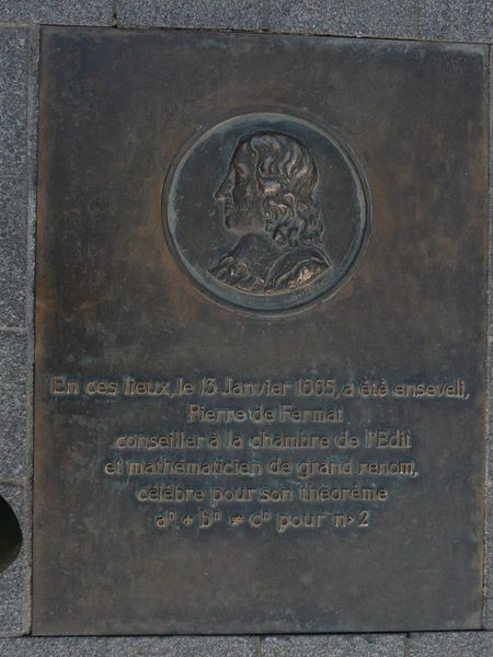 Файл:Fermat burial plaque.jpg